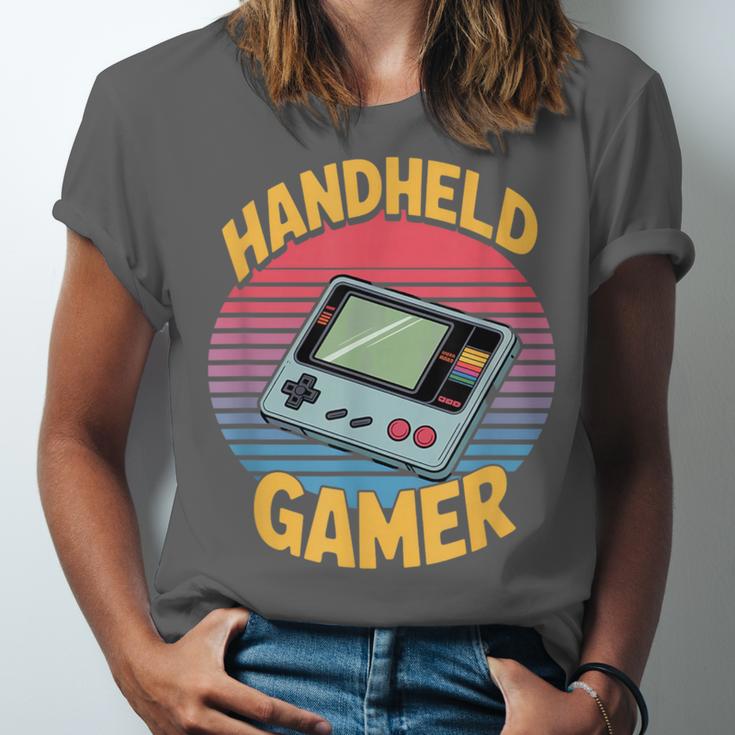 Handheld Gamer Retro Portable Console Nostalgia Unisex Jersey T-Shirt Handheld Gamer Retro Portable Console Nostalgia Unisex Jersey T-Shirt