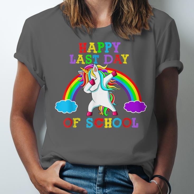 Happy Last Day Of School Teacher Student Graduation Unicorn Unisex Jersey T-Shirt