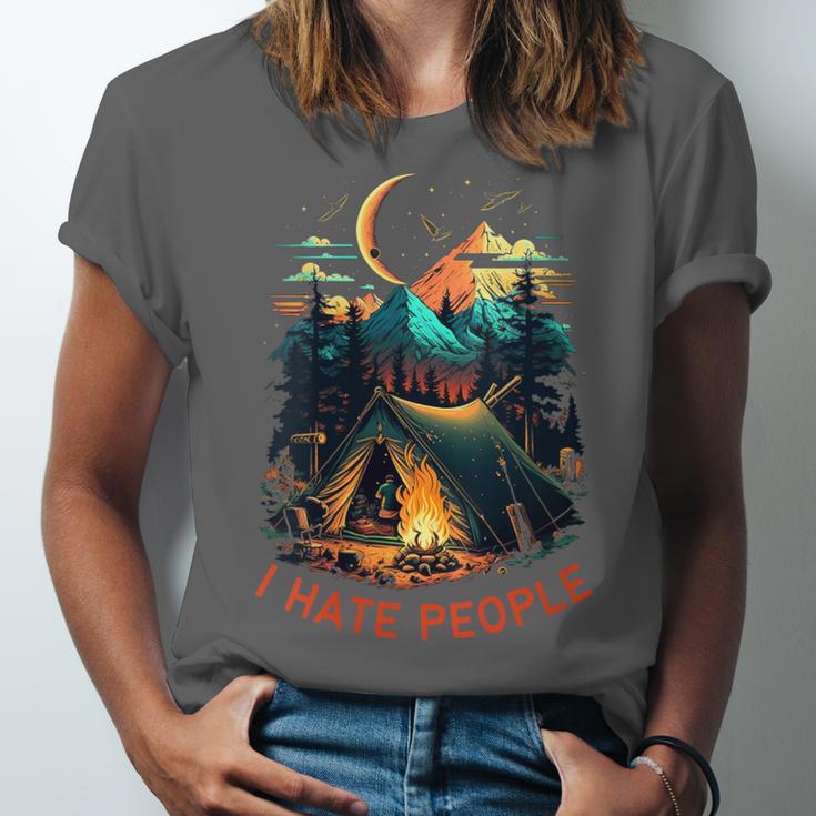 I Hate People Id Rather Be Camping Sarcastic Introvert Unisex Jersey T-Shirt