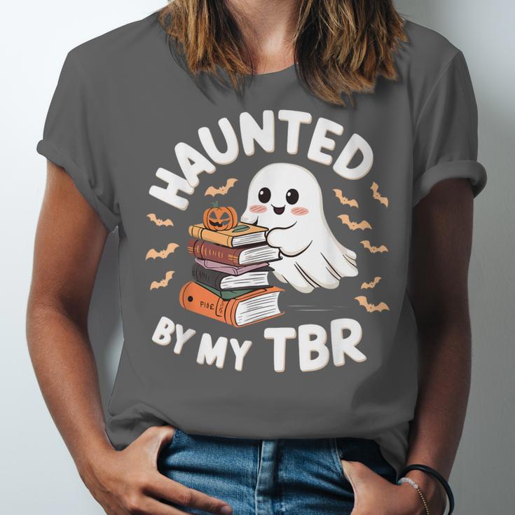 Haunted By My TBR Cute Ghost Book Reading Teacher Halloween Unisex Jersey T-Shirt
