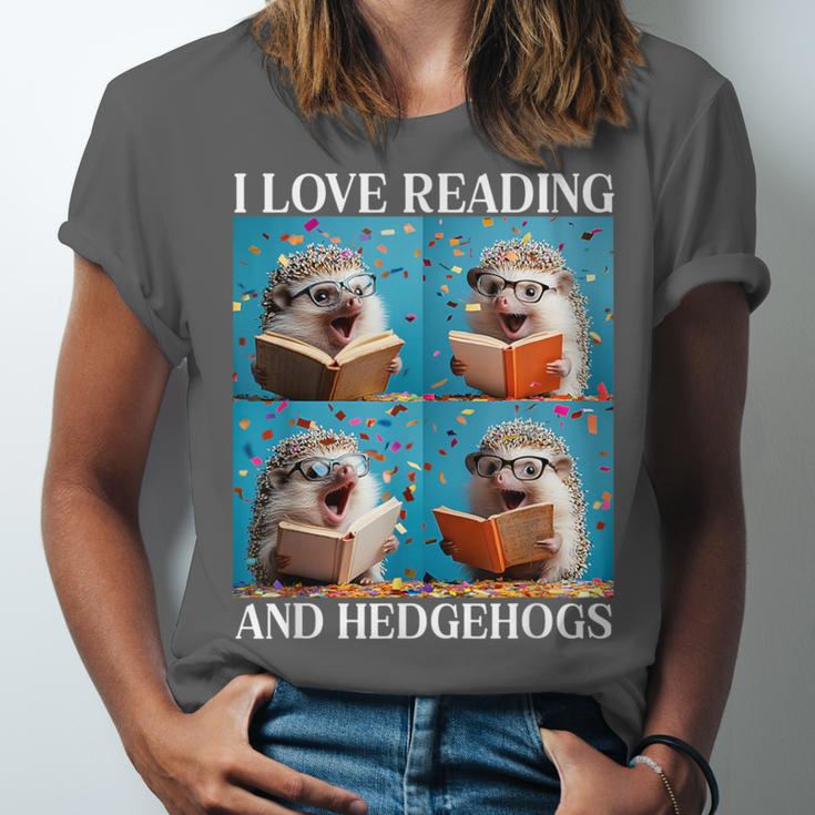 Hedgehog Love Reading And Hedgehogs Child Book Lover Unisex Jersey T-Shirt
