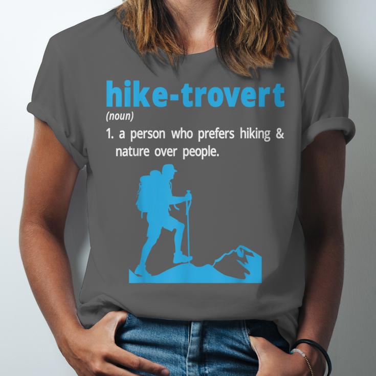 Hike-Trovert Hiking Humor Definition Introvert Unisex Jersey T-Shirt Hike-Trovert Hiking Humor Definition Introvert Unisex Jersey T-Shirt