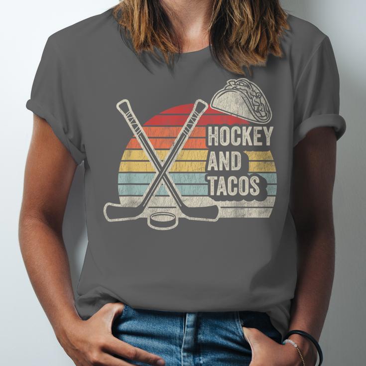 Hockey And Tacos Retro Nostalgia Lovers Unisex Jersey T-Shirt