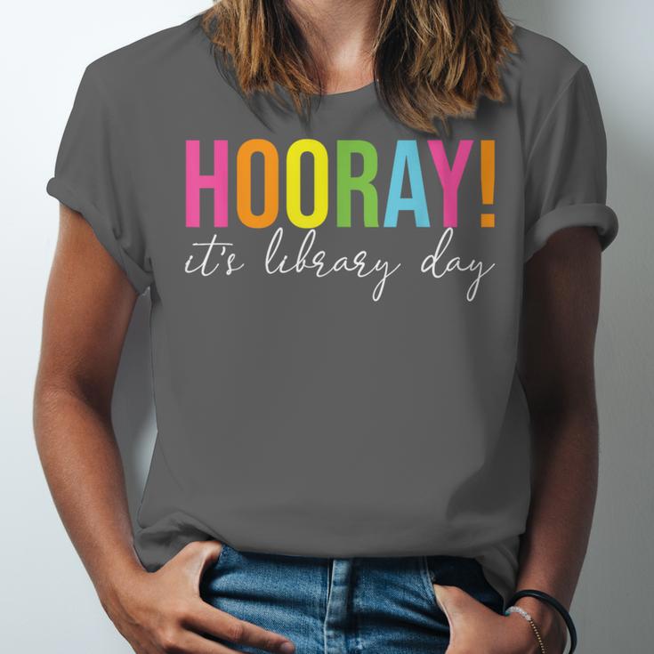 Hooray It's Library Day Teacher Reader Books Back To School Unisex Jersey T-Shirt