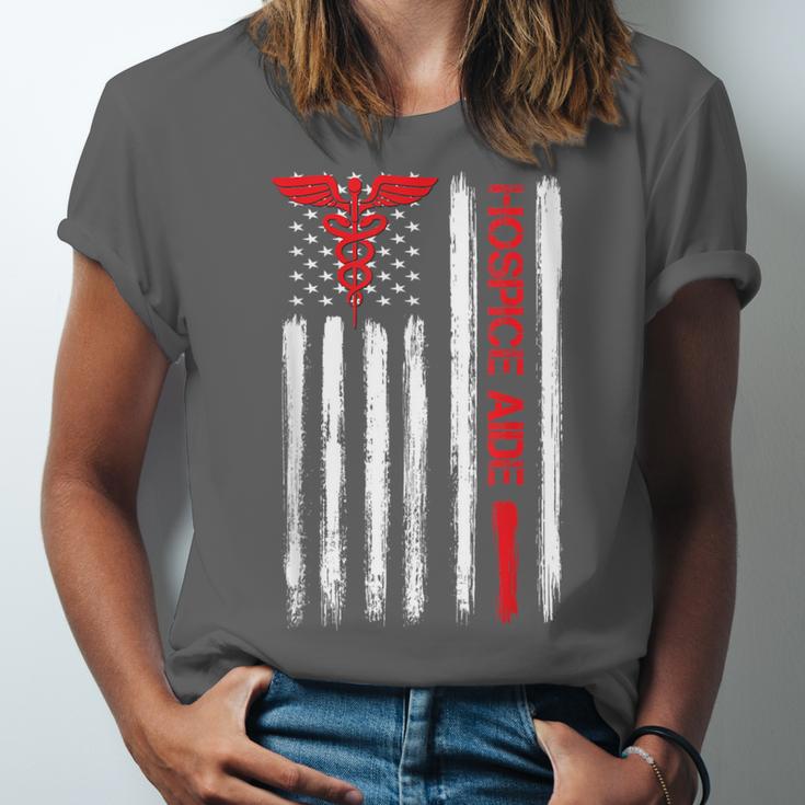 Hospice Aide American Flag Nurses Graduation Medical Unisex Jersey T-Shirt