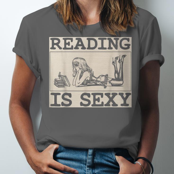 Hot Pin Up Girl Comic Book Vintage Reading Is Sexy Unisex Jersey T-Shirt