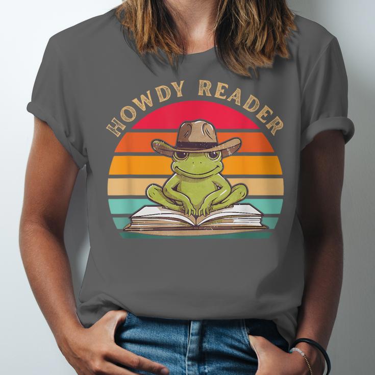 Howdy Reader Frog Reading Book Vintage Unisex Jersey T-Shirt