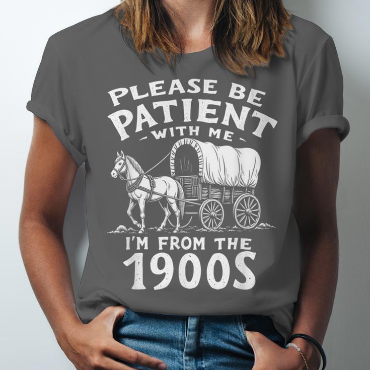 Humorous Wagon Plea Please Be Patient I'm From The 1900s Unisex Jersey T-Shirt Humorous Wagon Plea Please Be Patient I'm From The 1900s Unisex Jersey T-Shirt