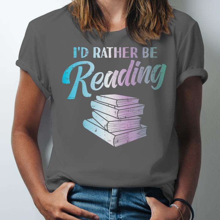 Id Rather Be Reading Book Librarian Men Women Kids Unisex Jersey T-Shirt