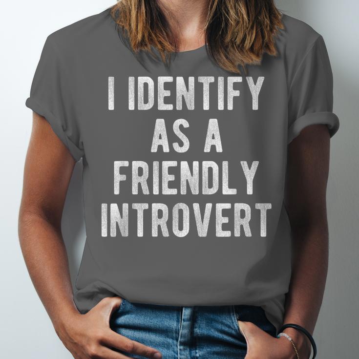 I Identify As Friendly Introvert Humor Joke Sarcastic Unisex Jersey T-Shirt I Identify As Friendly Introvert Humor Joke Sarcastic Unisex Jersey T-Shirt