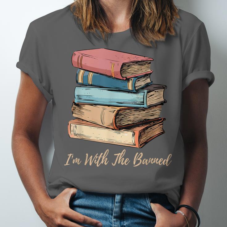 I'm With The Banned Read Banned Books Bookworm Men Women Unisex Jersey T-Shirt