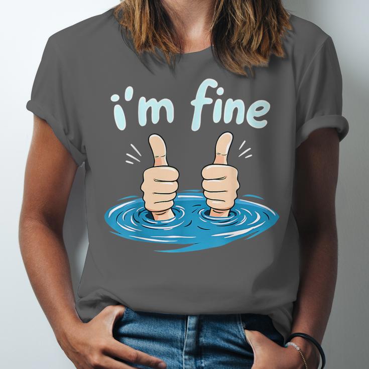 I'm Fine Drowning Thumbs Up Introvert Meme Humor Unisex Jersey T-Shirt