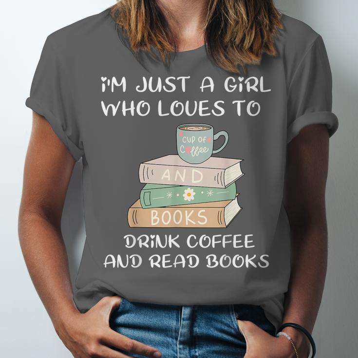 I'm Just a Girl Who Loves To Drink Coffee And Read Books Unisex Jersey T-Shirt