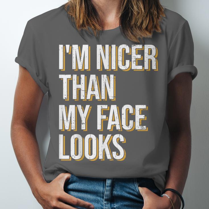 I'm Nicer Than My Face Looks Introverted Introverts Unisex Jersey T-Shirt