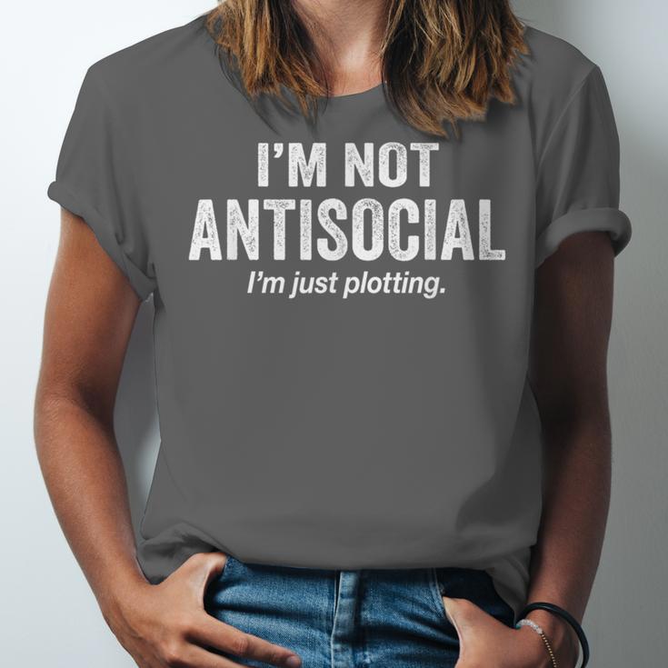 I'm Not Antisocial I'm Just Plotting Saying Introvert Unisex Jersey T-Shirt I'm Not Antisocial I'm Just Plotting Saying Introvert Unisex Jersey T-Shirt