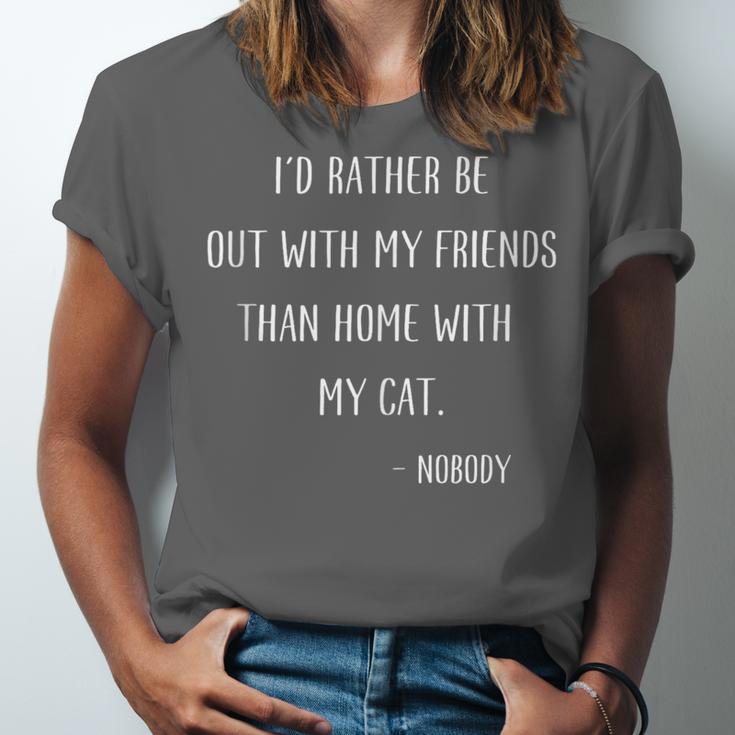 Introvert Cat Lover Quote Humor Social Introversion Unisex Jersey T-Shirt