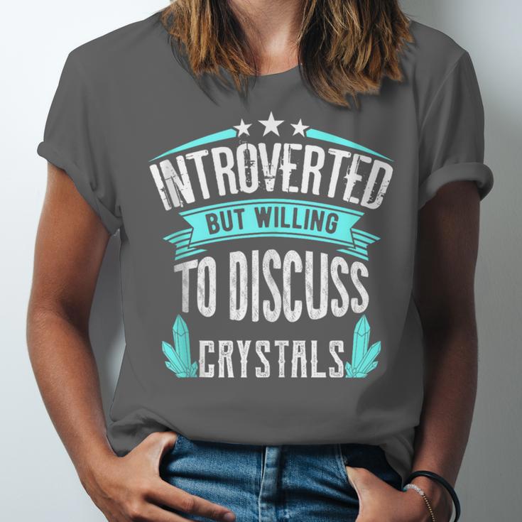 Introvert Quote Introverted But Willing To Discuss Crystals Unisex Jersey T-Shirt Introvert Quote Introverted But Willing To Discuss Crystals Unisex Jersey T-Shirt