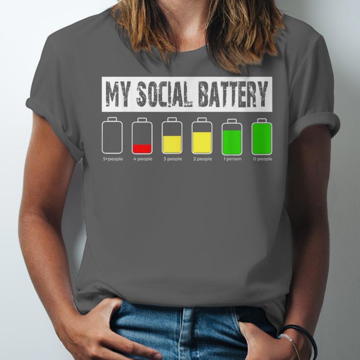 Introvert My Social Battery Low Level Graphic Unisex Jersey T-Shirt Introvert My Social Battery Low Level Graphic Unisex Jersey T-Shirt