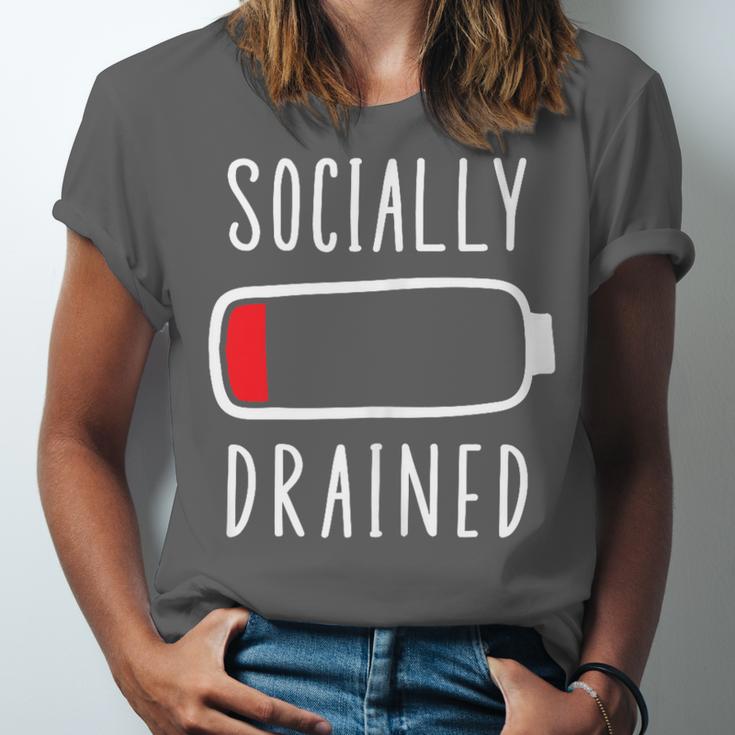 Introvert Socially Drained Battery Unisex Jersey T-Shirt