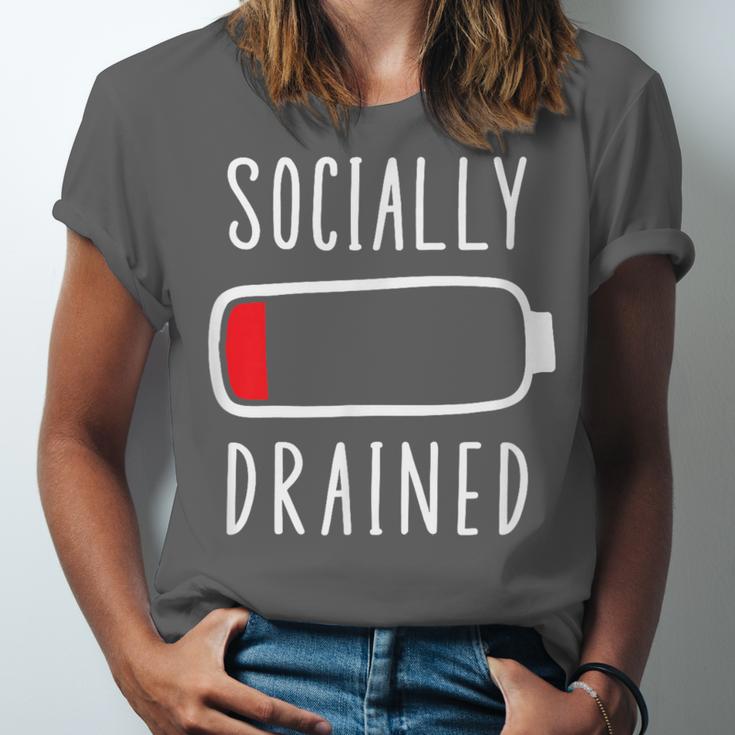 Introvert Socially Drained Battery Unisex Jersey T-Shirt Introvert Socially Drained Battery Unisex Jersey T-Shirt