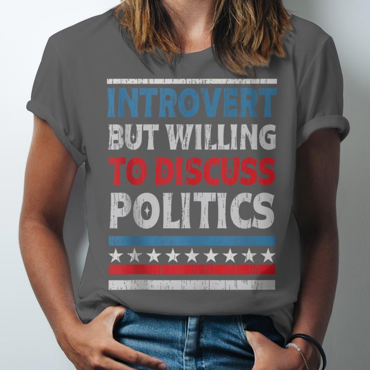 Introvert But Willing To Discuss Politics USA Elections 2024 Unisex Jersey T-Shirt