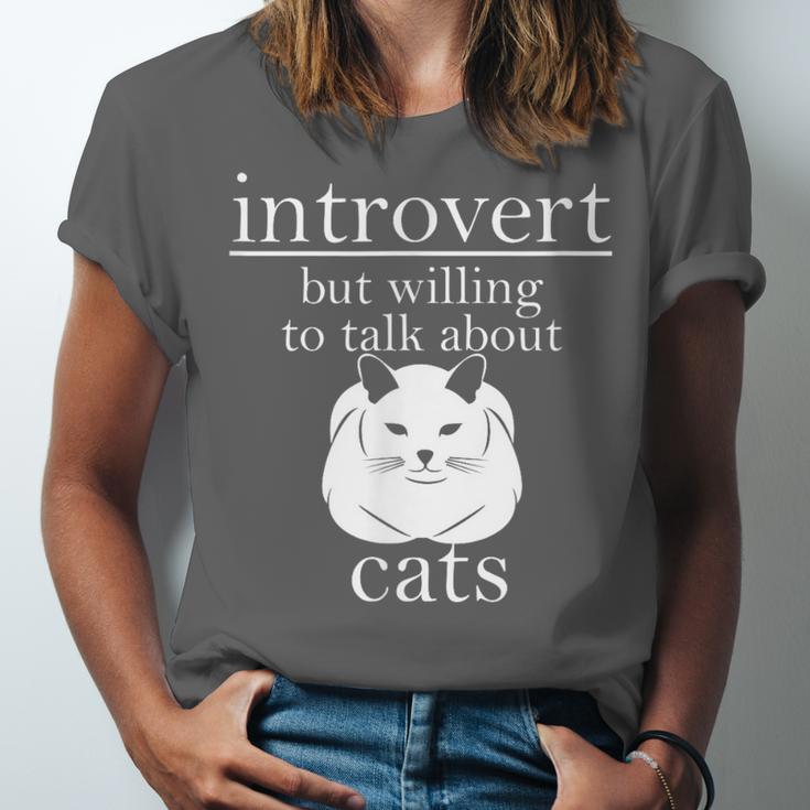 Introvert But Willing To Talk About Cats Unisex Jersey T-Shirt