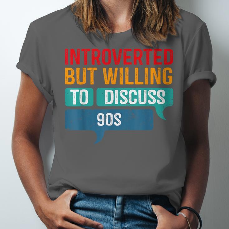 Introverted But Willing To Discuss 90s Unisex Jersey T-Shirt Introverted But Willing To Discuss 90s Unisex Jersey T-Shirt