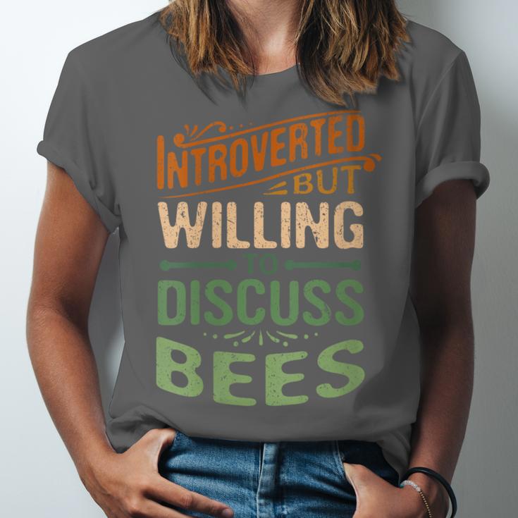 Introverted But Willing To Discuss Bees Animal Meme Unisex Jersey T-Shirt Introverted But Willing To Discuss Bees Animal Meme Unisex Jersey T-Shirt