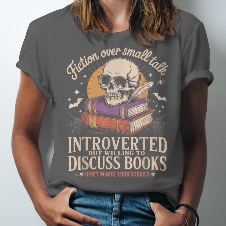 Introverted But Willing To Discuss Books Cozy Aesthetic Unisex Jersey T-Shirt Introverted But Willing To Discuss Books Cozy Aesthetic Unisex Jersey T-Shirt
