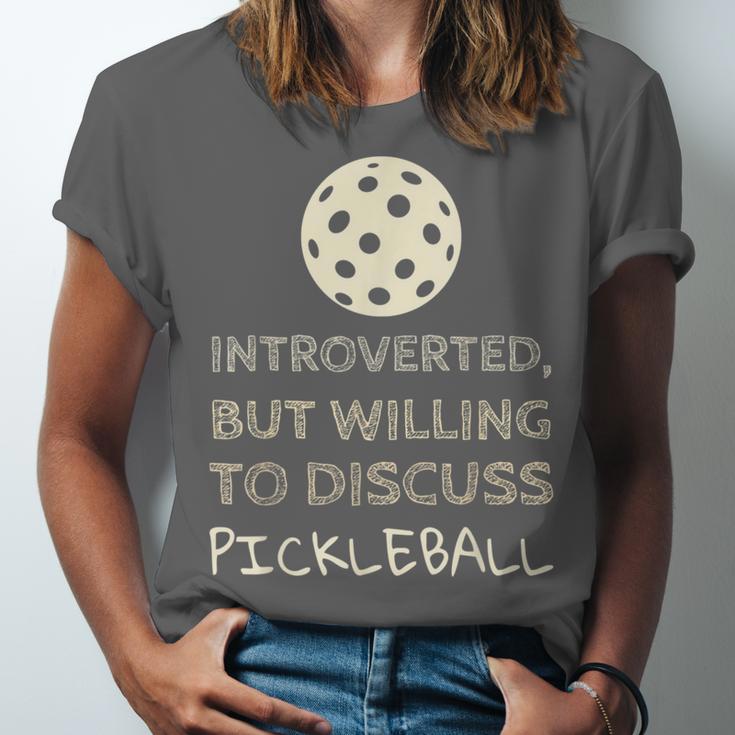 Introverted But Willing To Discuss Pickleball Unisex Jersey T-Shirt Introverted But Willing To Discuss Pickleball Unisex Jersey T-Shirt