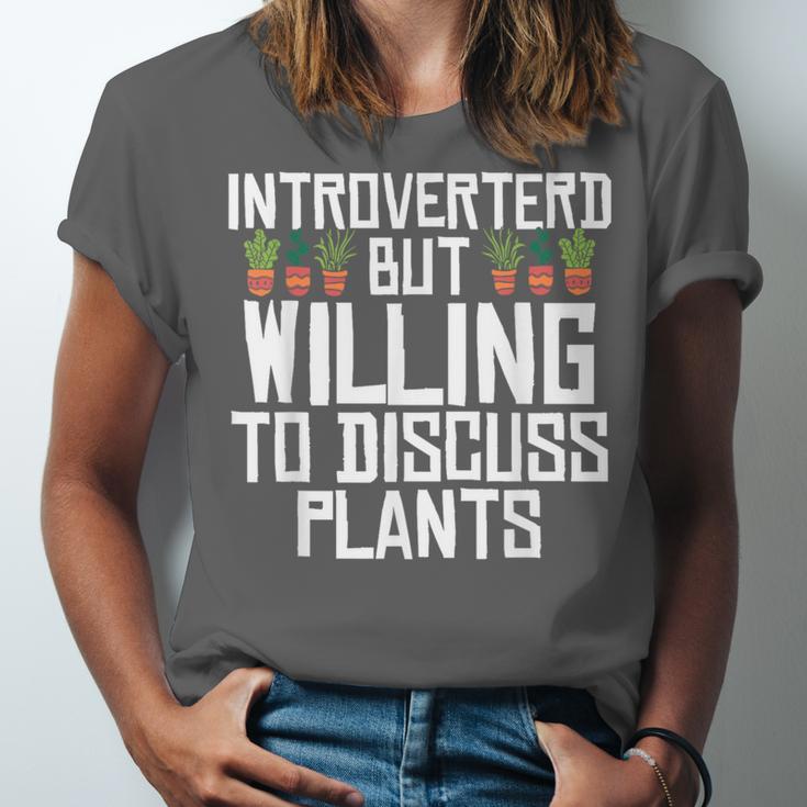 Introverted But Willing To Discuss Plants Gardening Unisex Jersey T-Shirt