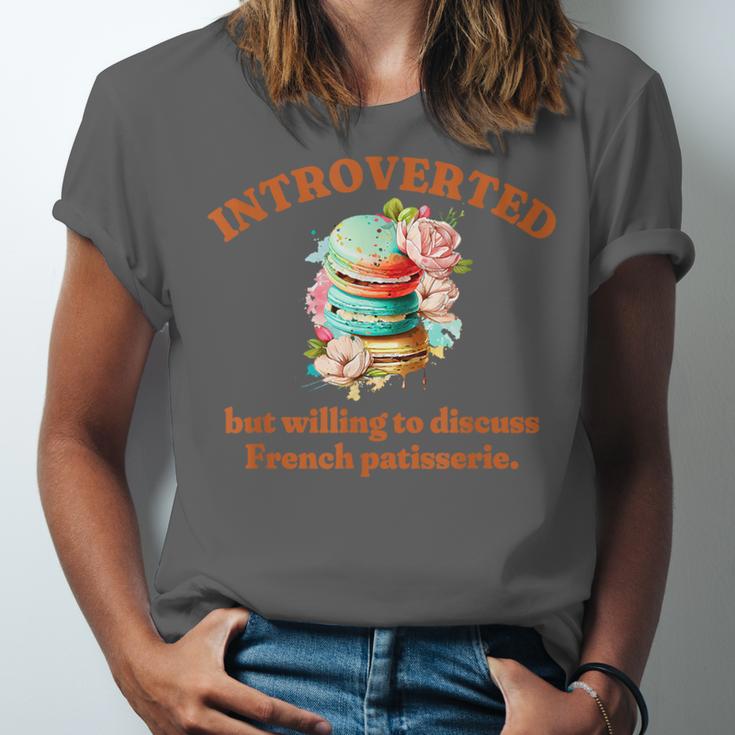 Introvert's Passion For French Patisserie Macarons Unisex Jersey T-Shirt