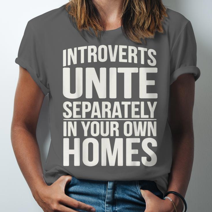Introverts Unite Separately In Your Own Homes Unisex Jersey T-Shirt Introverts Unite Separately In Your Own Homes Unisex Jersey T-Shirt