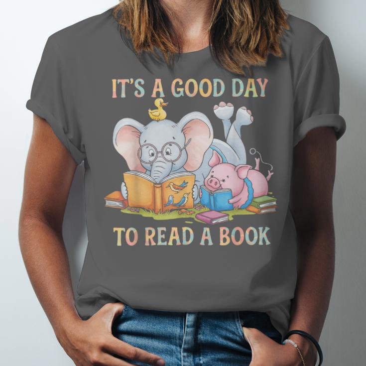 Its A Good Day To Read A Book Cute Pig & Elephant Adventure Unisex Jersey T-Shirt