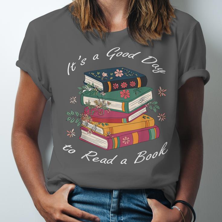 It's a Good Day To Read a Book Floral Stack Tee Unisex Jersey T-Shirt