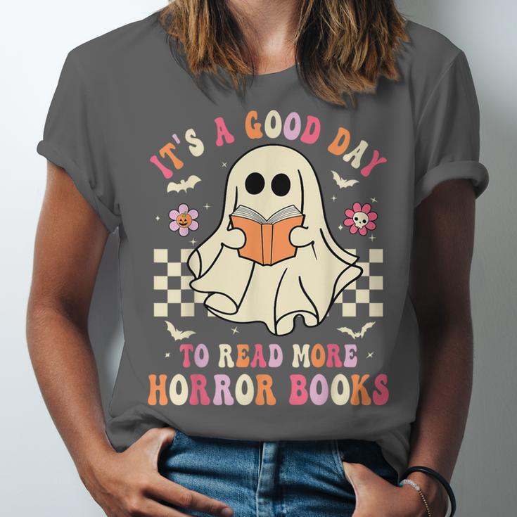 It's A Good Day To Read More Horror Books Halloween Unisex Jersey T-Shirt