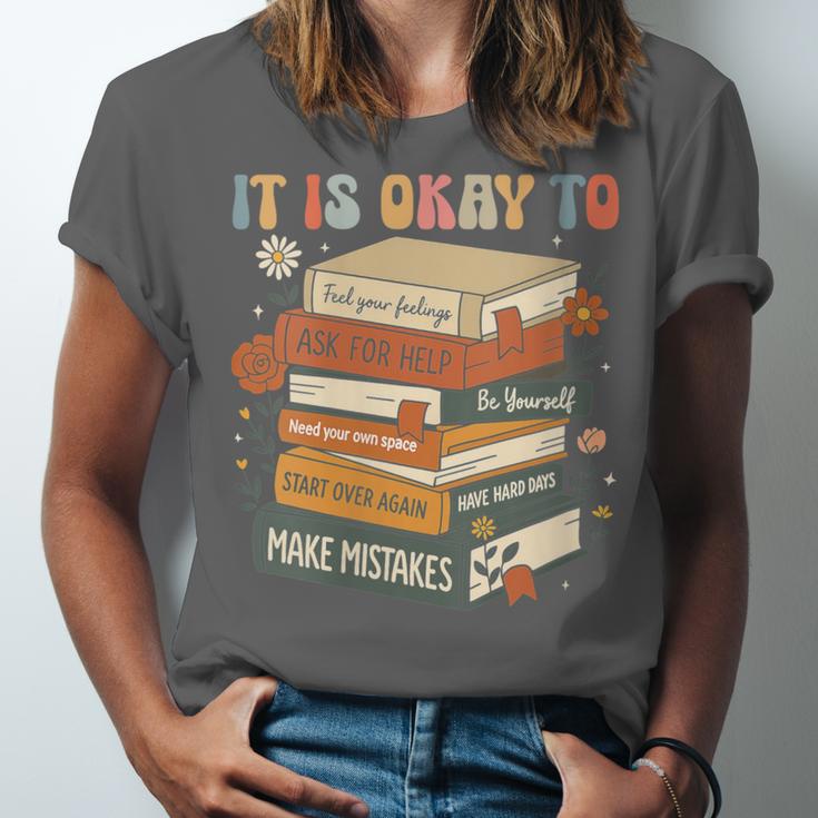 Its Okay Not To Be Okay Mental Health Awareness Floral Books Unisex Jersey T-Shirt Its Okay Not To Be Okay Mental Health Awareness Floral Books Unisex Jersey T-Shirt