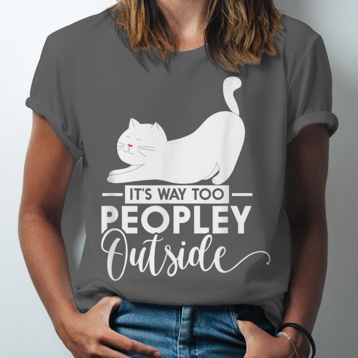 It's Way Too Peopley Outside Cute Cat Introvert Unisex Jersey T-Shirt It's Way Too Peopley Outside Cute Cat Introvert Unisex Jersey T-Shirt