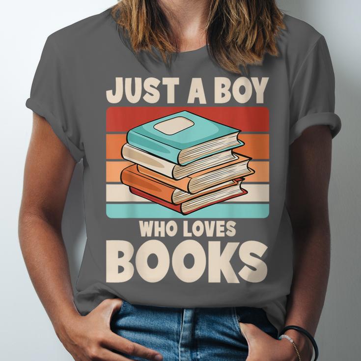 Just A Boy Who Loves Books Reading Bookworm Boys Kids Unisex Jersey T-Shirt