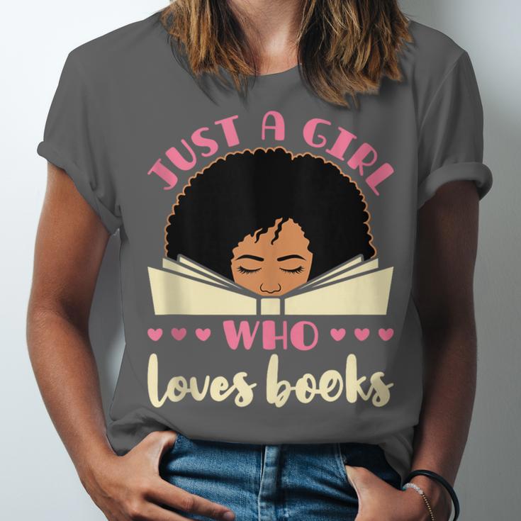 Just a Girl Who Loves Books African American Book Nerd Lover Unisex Jersey T-Shirt