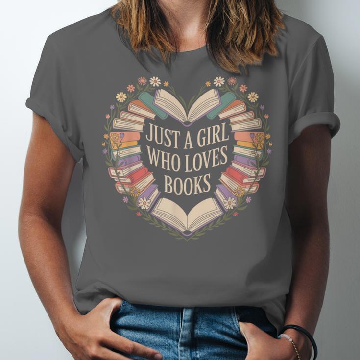 Just a Girl Who Loves Books Book Lover Librarian For Women Unisex Jersey T-Shirt Just a Girl Who Loves Books Book Lover Librarian For Women Unisex Jersey T-Shirt