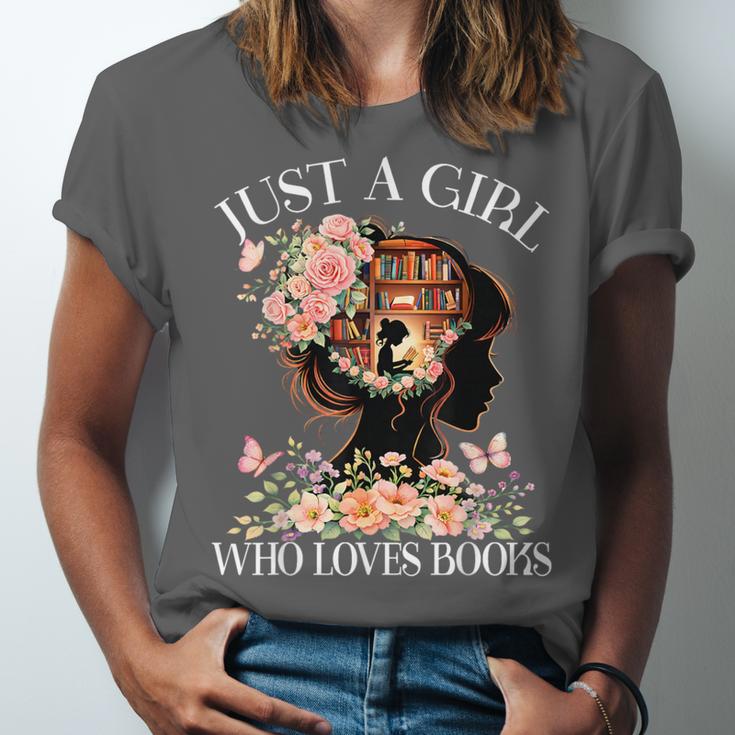 Just A Girl Who Loves Books Book Lover Reading For Women Unisex Jersey T-Shirt