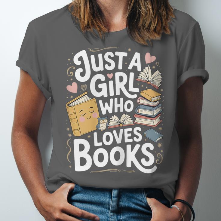 Just a Girl Who Loves Books Bookish Readers Book Lover Girls Unisex Jersey T-Shirt