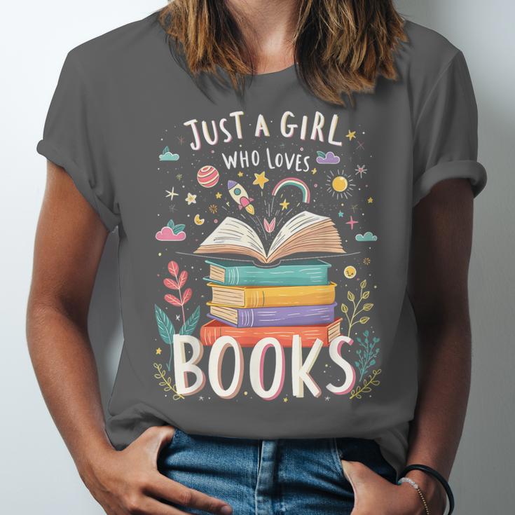 Just a Girl Who Loves Books Cute Book Lover Bookworm Unisex Jersey T-Shirt Just a Girl Who Loves Books Cute Book Lover Bookworm Unisex Jersey T-Shirt