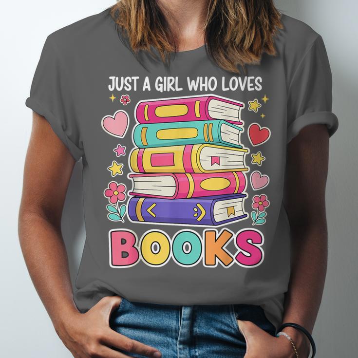 Just A Girl Who Loves Books Reading Library Unisex Jersey T-Shirt
