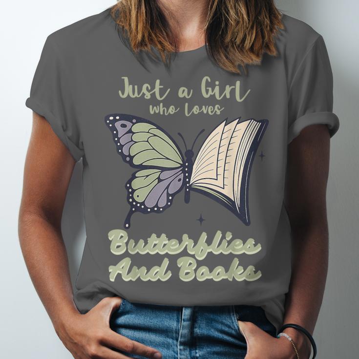 Just a Girl Who Loves Butterflies And Books Butterfly Unisex Jersey T-Shirt