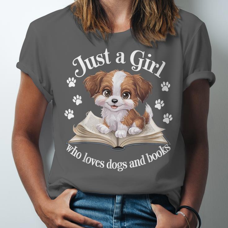 Just a Girl Who Loves Dogs And Books Cute Dog Unisex Jersey T-Shirt Just a Girl Who Loves Dogs And Books Cute Dog Unisex Jersey T-Shirt