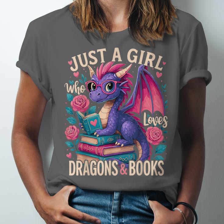 Just a Girl Who Loves Dragons And Books Dragon Unisex Jersey T-Shirt