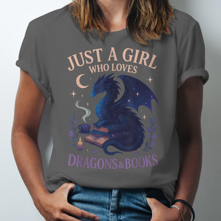 Just a Girl Who Loves Dragons And Books Fantasy Unisex Jersey T-Shirt