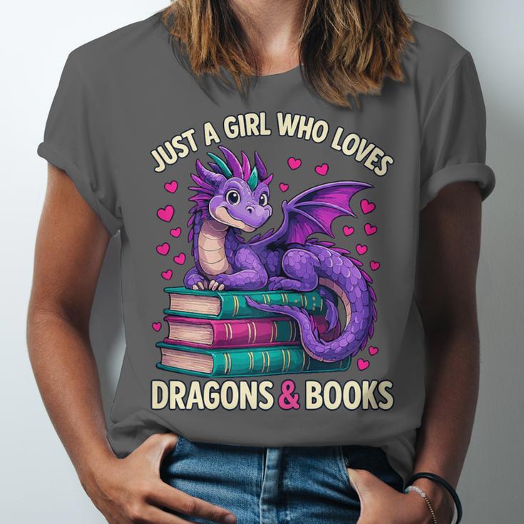 Just a Girl Who Loves Dragons And Books Reading Unisex Jersey T-Shirt Just a Girl Who Loves Dragons And Books Reading Unisex Jersey T-Shirt